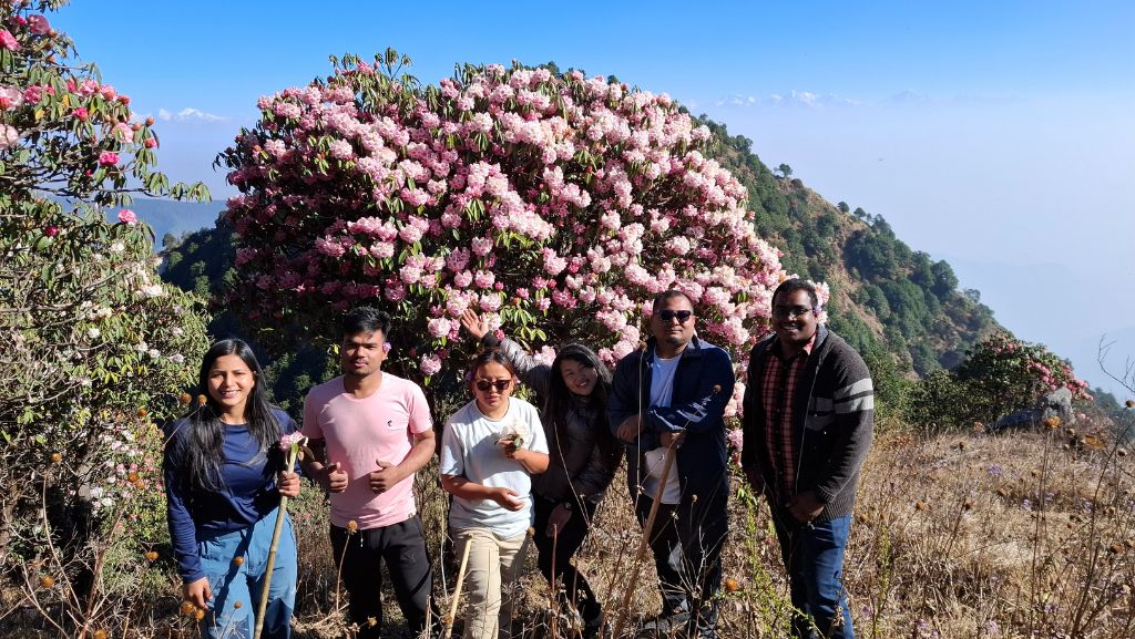 People hiking at Mount Mahabharat, Bethanchok, Nepal