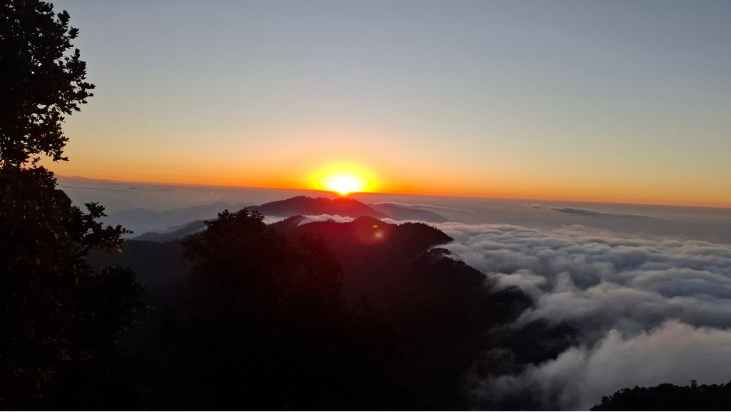 Beautiful sunrise view from Mount Mahabharat, Bethanchowk, Nepal